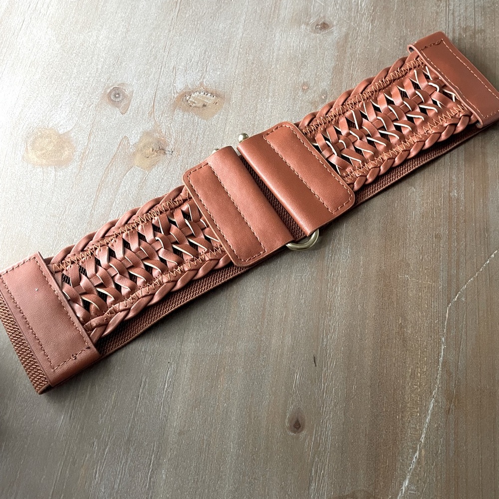 Camel Braided Waist Cinching Belt